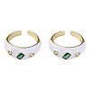 Cubic Zirconia Open Cuff Ring with Enamel RJEW-N035-128E-2