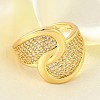 Brass Micro Pave Cubic Zirconia Adjustable Open Cuff Rings for Women RJEW-K292-06G-1