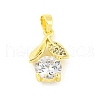 Brass Micro Pave Clear Cubic Zirconia Pendants KK-P263-06A-G-1