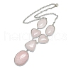 Natural Rose Quartz Necklaces NJEW-C049-01B-P-1