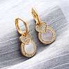Heart with Flat Round Brass Micro Pave Clear Cubic Zirconia Hoop Earrings KK-D363-11B-G-4