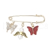9Pcs Butterfly Alloy & Acrylic & Rhinestone Pendant Brooches JEWB-BR00185-4