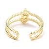 Clear Cubic Zirconia Heart with Crown Open Cuff Ring RJEW-A007-01LG-3