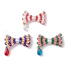 3Pcs 3 Colors Glass Seed Beaded Bowknot Pendants PALLOY-MZ00553-1