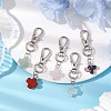 Cross Natural Rhodonite & Quartz Crystal & Green Aventurine & Red Jasper & Rose Quartz Pendant Decoration HJEW-JM02263-2