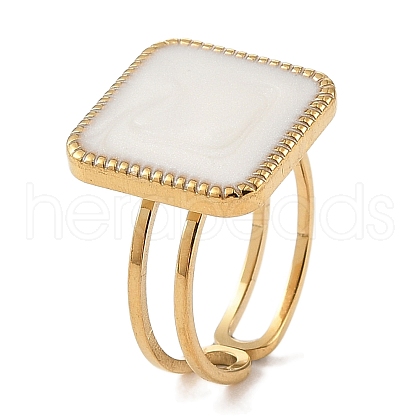 304 Stainless Steel Enamel Open Cuff Rings for Women RJEW-F166-36G-01-1
