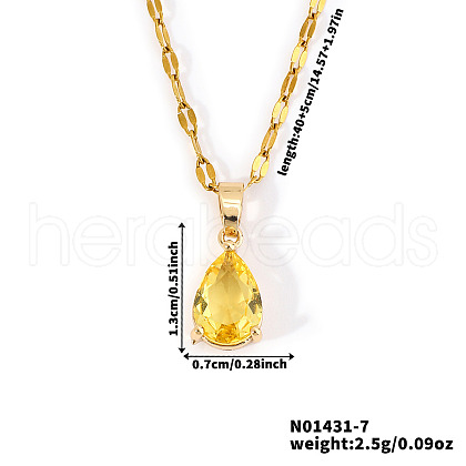 Brass Pave Cubic Zirconia Teardrop Pendant Necklaces for Valentine's Day NV7973-6-1