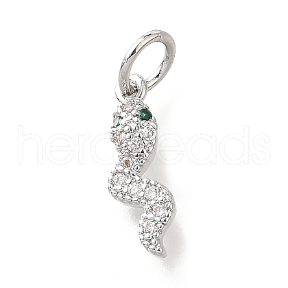 Snake Brass Micro Pave Cubic Zirconia Pendants KK-V007-007P-03-1-1