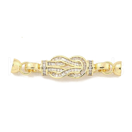 Brass Micro Pave Clear Cubic Zirconia Fold Over Clasps KK-S386-12G-1