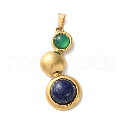 Natural Green Onyx Agate(Dyed & Heated) and Lapis Lazuli Pendants STAS-C120-12G-02-1