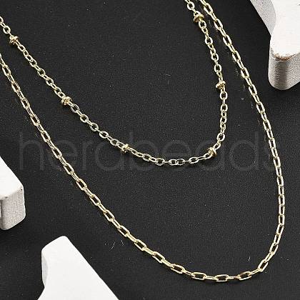 Brass Double Layer Necklaces NJEW-D302-51G-1