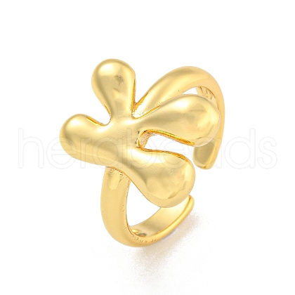 Brass Letter Open Cuff Rings for Women RJEW-G313-01K-G-1