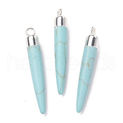 Synthetic Turquoise Brass Pendants G-B025-02P-05-1