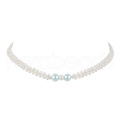Shell Pearl Bead Beaded Necklaces NJEW-JN04946-1