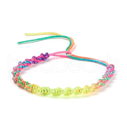 Rainbow Color Polyester Braided Adjustable Bracelet Making for Women BJEW-F454-03-1