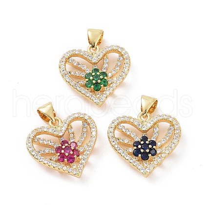 Brass Micro Pave Cubic Zirconia Pendants ZIRC-I063-38G-1