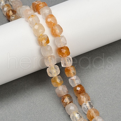 Natural Yellow Hematoid Quartz/Golden Healer Quartz Beads Strands G-H078-C38-6mm-1