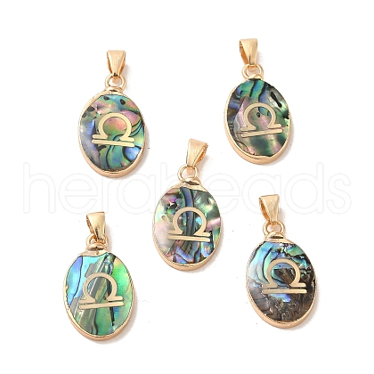 Constellation Natural Paua Shell Pendants KK-P265-01G-07-1