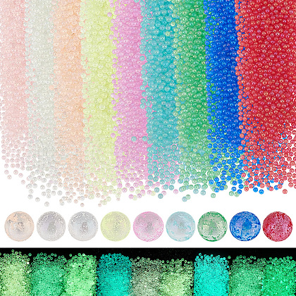   9000Pcs 9 Colors Luminous Glow in the Dark Glass Beads GLAA-PH0003-23-1