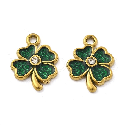 304 Stainless Steel Rhinestone Pendants STAS-D369-10G-1