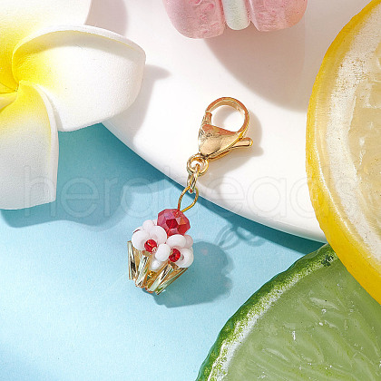 Glass Seed Beaded Pendant Decorations HJEW-MZ00188-01-1