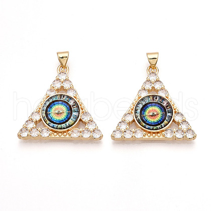 Brass Micro Pave Clear Cubic Zirconia Pendants for Women KK-T070-90A-04-1