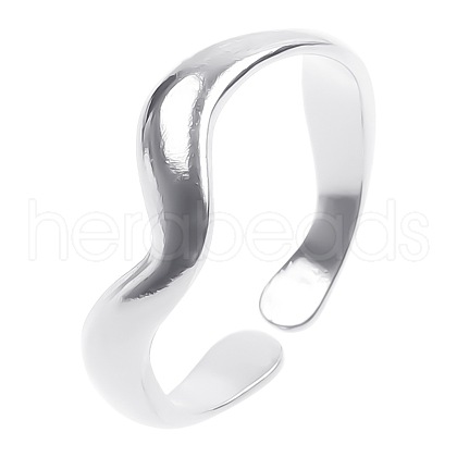 French Minimalist Irregular Stainless Steel Wave Open Cuff Rings for Women Men IS0895-1-1
