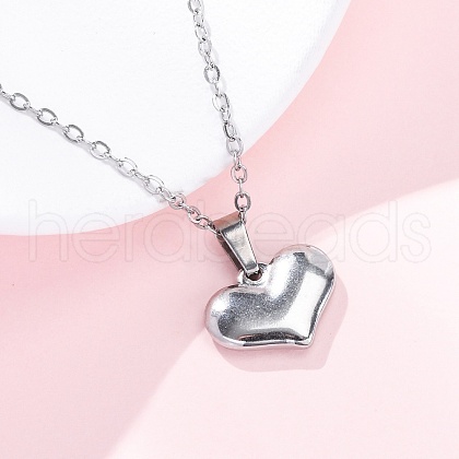Heart 304 Stainless Steel Pendant Necklaces NJEW-H059-17P-1