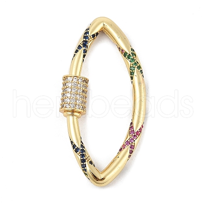 Brass Micro Pave Colorful Cubic Zirconia Keychain Clasps KK-P299-09D-G-1
