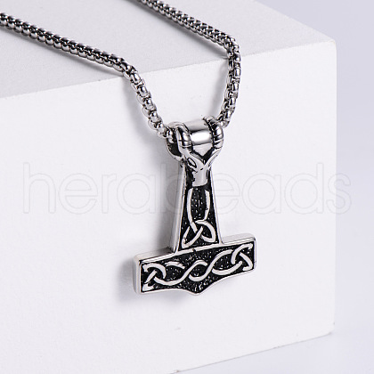 Stainless Steel Gothic Hammer Pendant Necklaces for Men SG5429-1