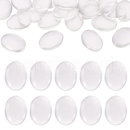 Transparent Clear Glass Flat Back Cabochons GGLA-TA0001-02-40x30-1