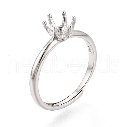 Rhodium Plated 925 Sterling Silver Solitaire Ring Settings STER-T008-12P-1