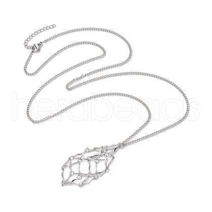 Non-Tarnish Stainless Steel Macrame Pouch Empty Stone Holder for Necklace Makings NJEW-JN04823-02-1