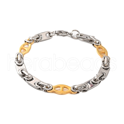 201 Stainless Steel Horse Eye Link Chain Bracelets BJEW-B078-134GP-1