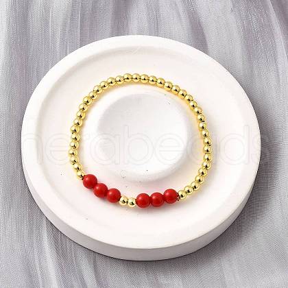 ABS Imitation Pearl Round Beads Stretch Bracelets for Women BJEW-D317-12B-G-1