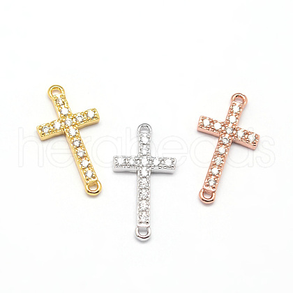 Latin Sideways Cross Brass Micro Pave Cubic Zirconia Links ZIRC-E010-04-1