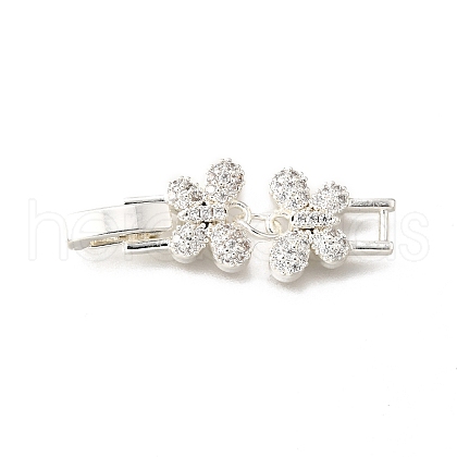 Brass Micro Pave Clear Cubic Zirconia Fold Over Clasps KK-R222-07S-1