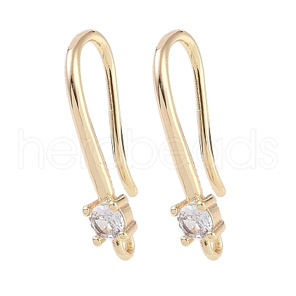 Brass Micro Pave Cubic Zirconia Earring Hooks KK-U008-08G-1