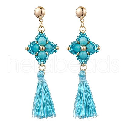 Synthetic Turquoise Stud Earrings EJEW-MZ00282-04-1