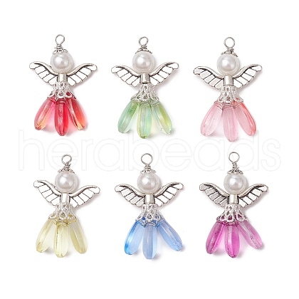 Gradient Color Baking Paint Glass Pendants PALLOY-JF03626-1