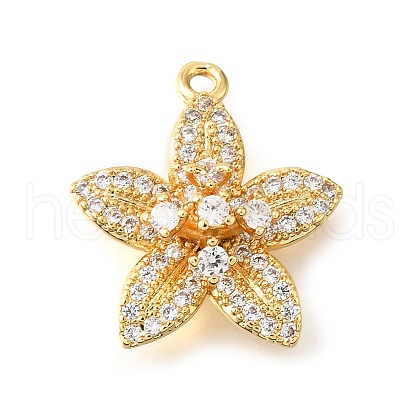 Brass Micro Pave Clear Cubic Zirconia Pendants KK-U065-02D-G-1