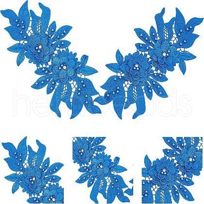 Polyester Embroidered Floral Lace Collar DIY-WH0326-47A-1