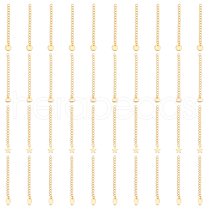Unicraftale 40Pcs 4 Styles 304 Stainless Steel Chain Extender STAS-UN0060-89-1