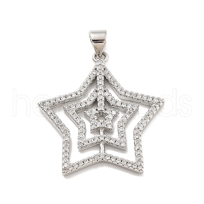 Rack Plating Brass Micro Pave Cubic Zirconia Pendants KK-D359-30P-1
