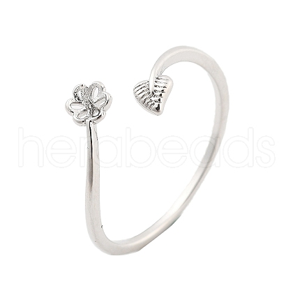 Leaf & Flower  Brass Adjustable Ring Settings KK-G527-01C-P-1