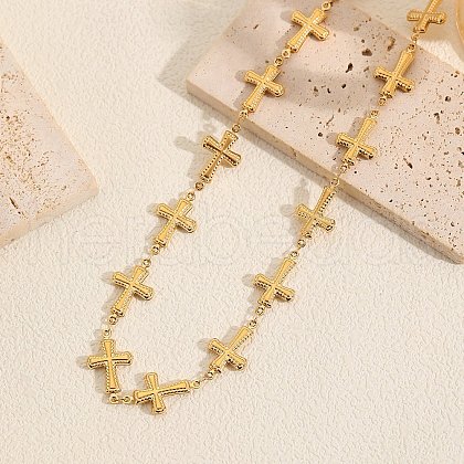 Elegant Vintage Hollow Stainless Steel Link Chain Necklaces for Women WE8601-2-1
