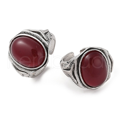 Oval Resin Finger Ring RJEW-B107-13AS-02-1