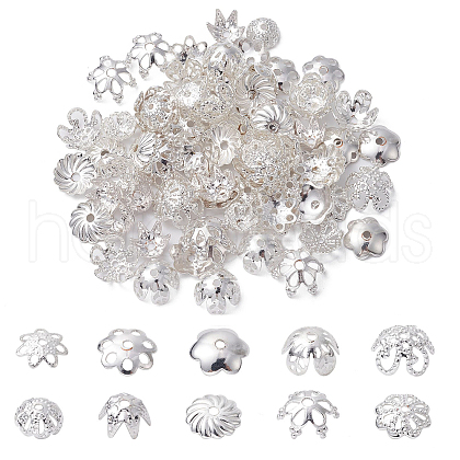 100Pcs 10 Styles Brass Bead Caps KK-CJ0002-07-1