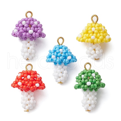 Seed Beads Beaded Charms PALLOY-MZ00339-1