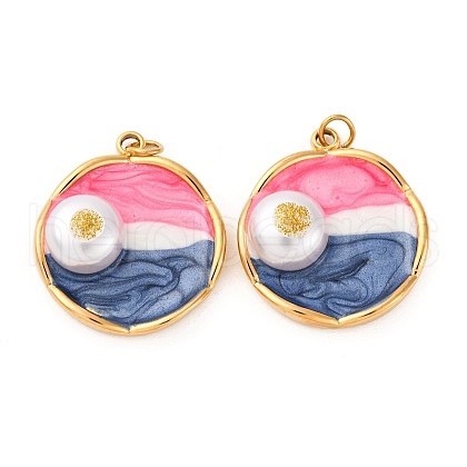 304 Stainless Steel Enamel Pendants STAS-U061-44G-1